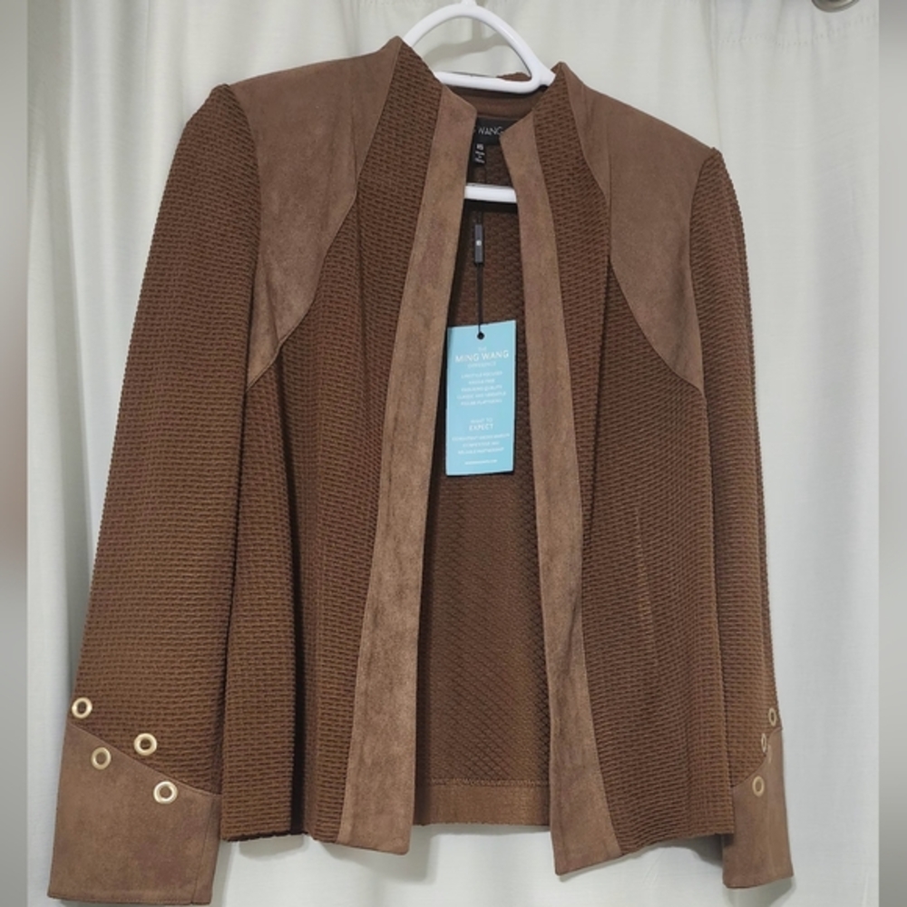 Ming Wang Brown Textured Jacket
